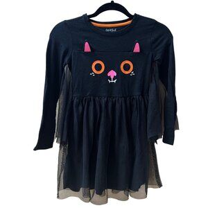 Girls Black Cat Face Halloween Dress With Tulle Batwing Sleeves By Cat & Jack M